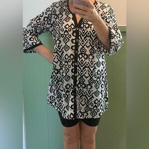 Peppermint Bay St Barts V Neck Button Down Short Sleeve Blouse Top Womens S